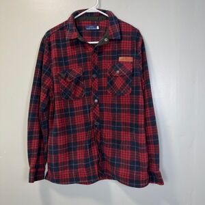 Simply Southern Shirt Fleece Red Black Plaid Snap Up Long Sleeve Pockets Small
